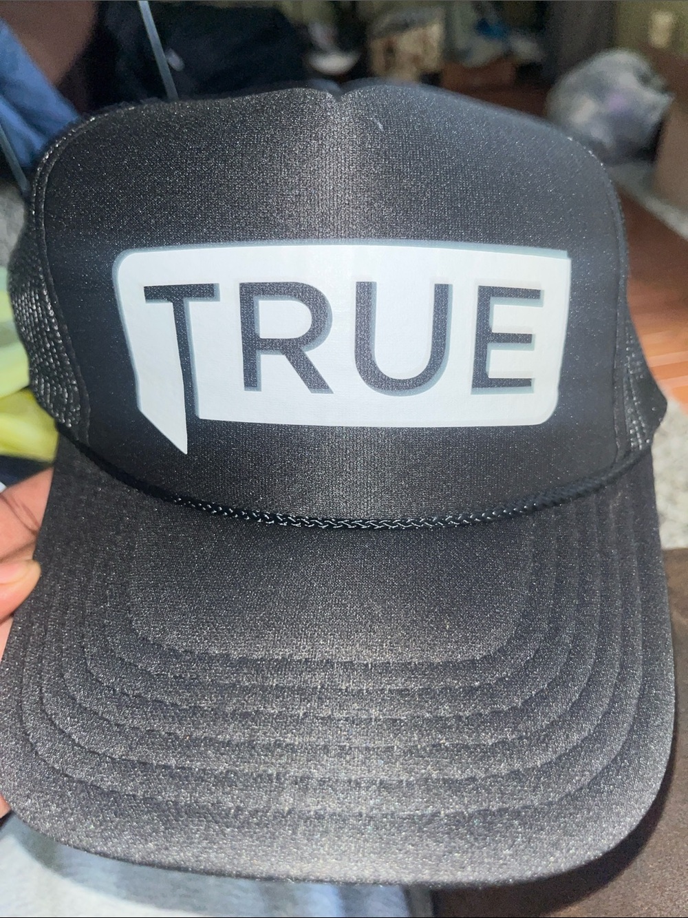 OTTO Black Trucker Hat with White TRUE Patch